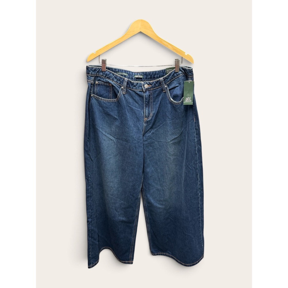 Wild Fable Womens Mid Rise Ultra Wide Leg Rigid Denim Jeans Dark Wash 16